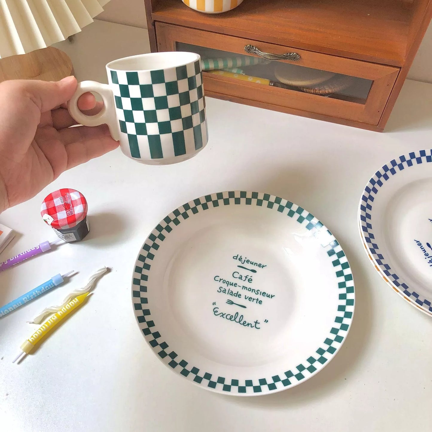 Checkerboard Plate & Mug set