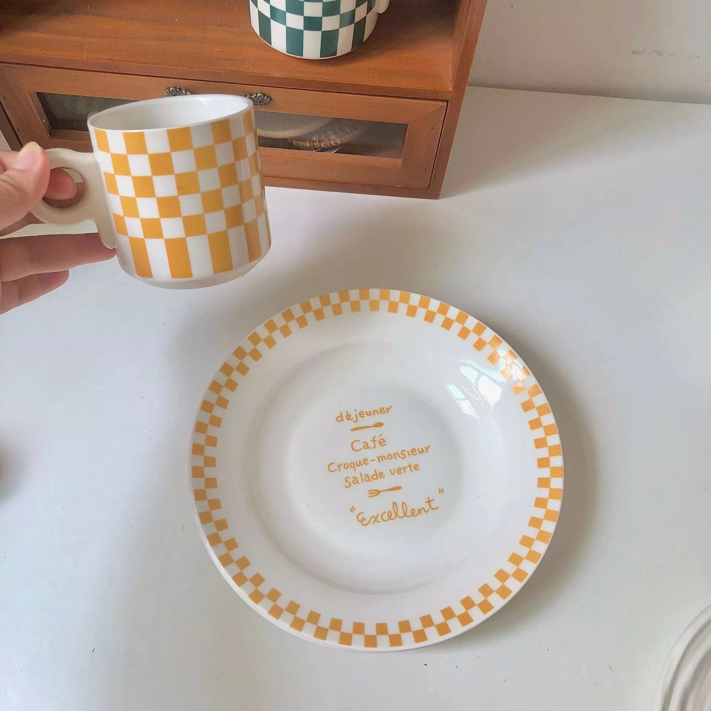 Checkerboard Plate & Mug set